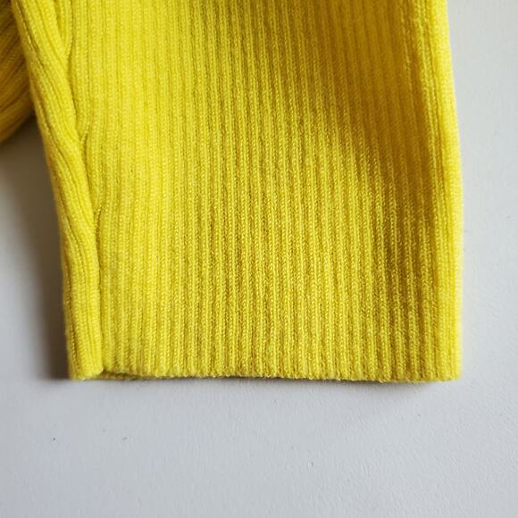 Women J Crew Ribbed Yellow Merino Wool Crewneck Sweater XL Preppy Outdoors - Picture 4 of 8